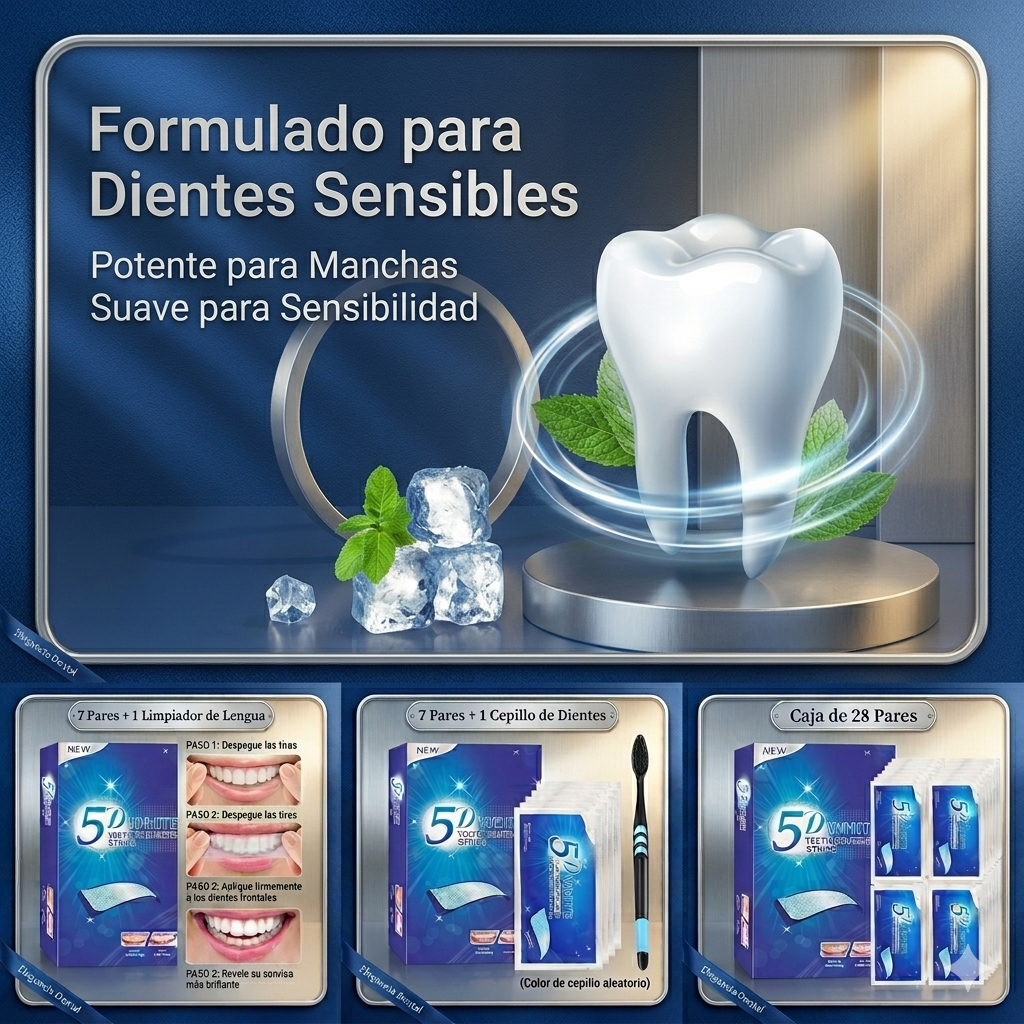 Tiras Blanqueadoras 5D White | Dientes Más Blancos Desde La Primera Aplicación